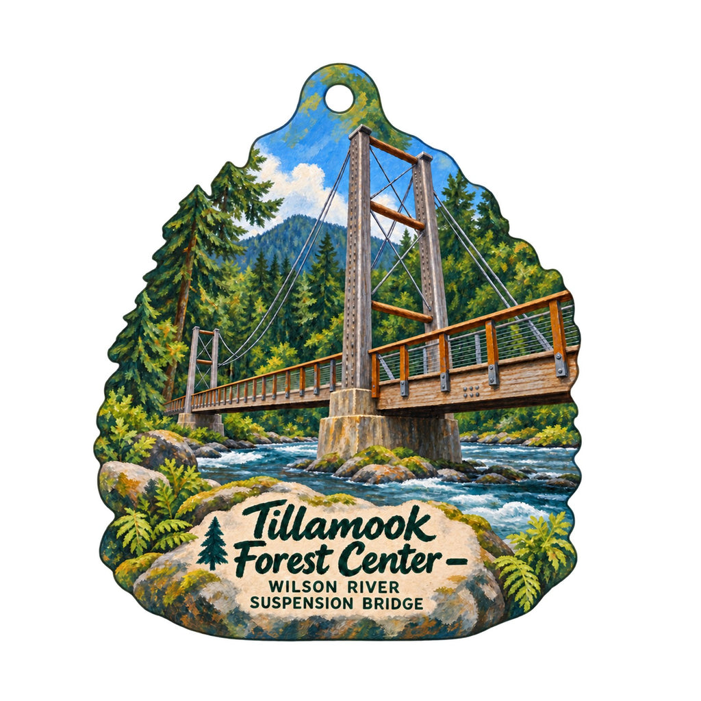 Tillamook Forest Center Town Icon custom wood ornament OC1540 on white