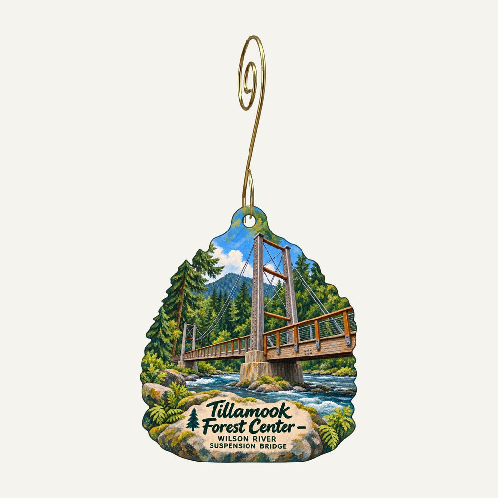 Tillamook Forest Center Town Icon custom wood ornament OC1540 hanging on hook