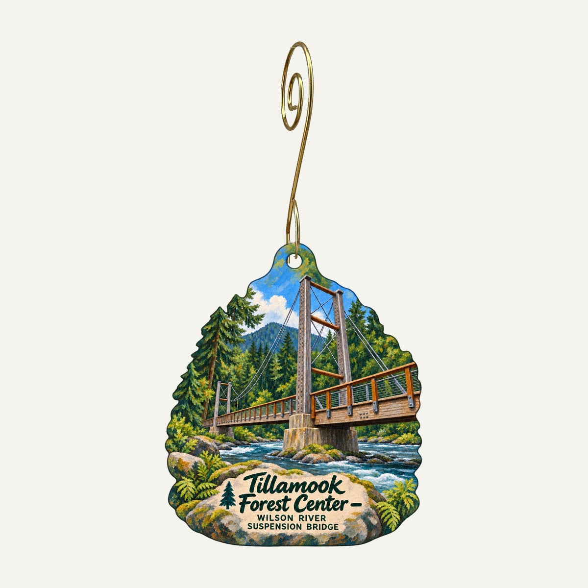 Tillamook Forest Center Town Icon custom wood ornament OC1540 hanging on hook