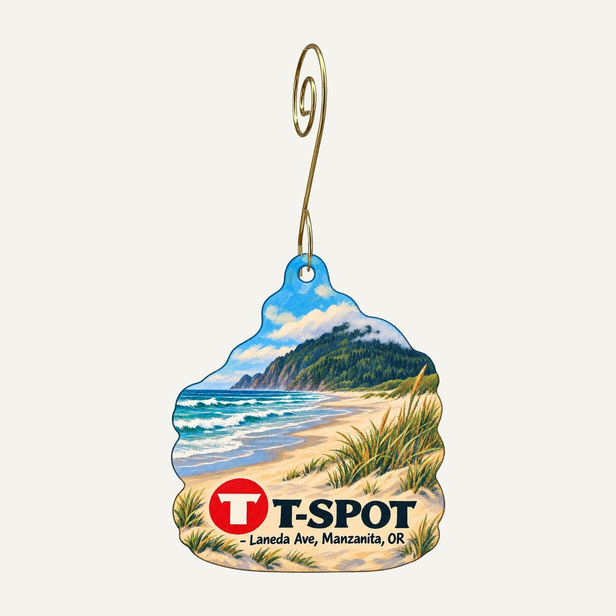 T-Spot Logo custom wood ornament OC1547 hanging on hook