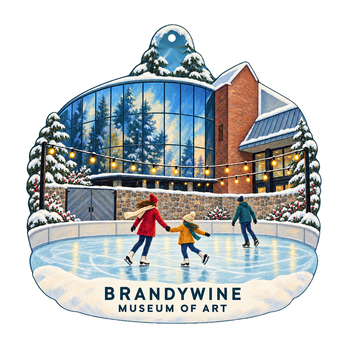 Brandywine Museum of Art courtyard ice rink custom ornament OC1551 flat artwork