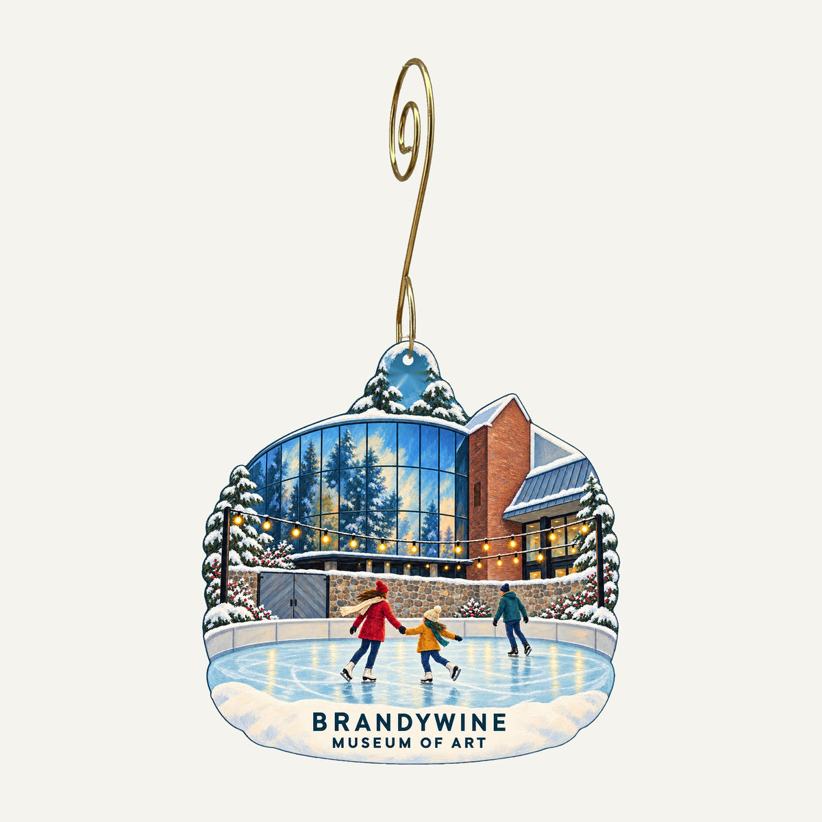 Brandywine Museum of Art courtyard ice rink custom ornament OC1551 with gold hook