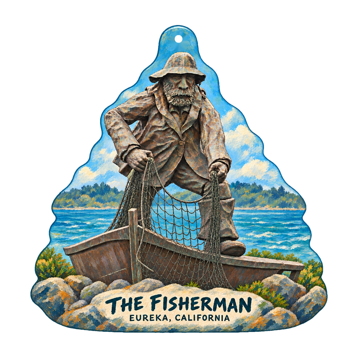 The Fisherman, Eureka California custom ornament OC1552 flat artwork