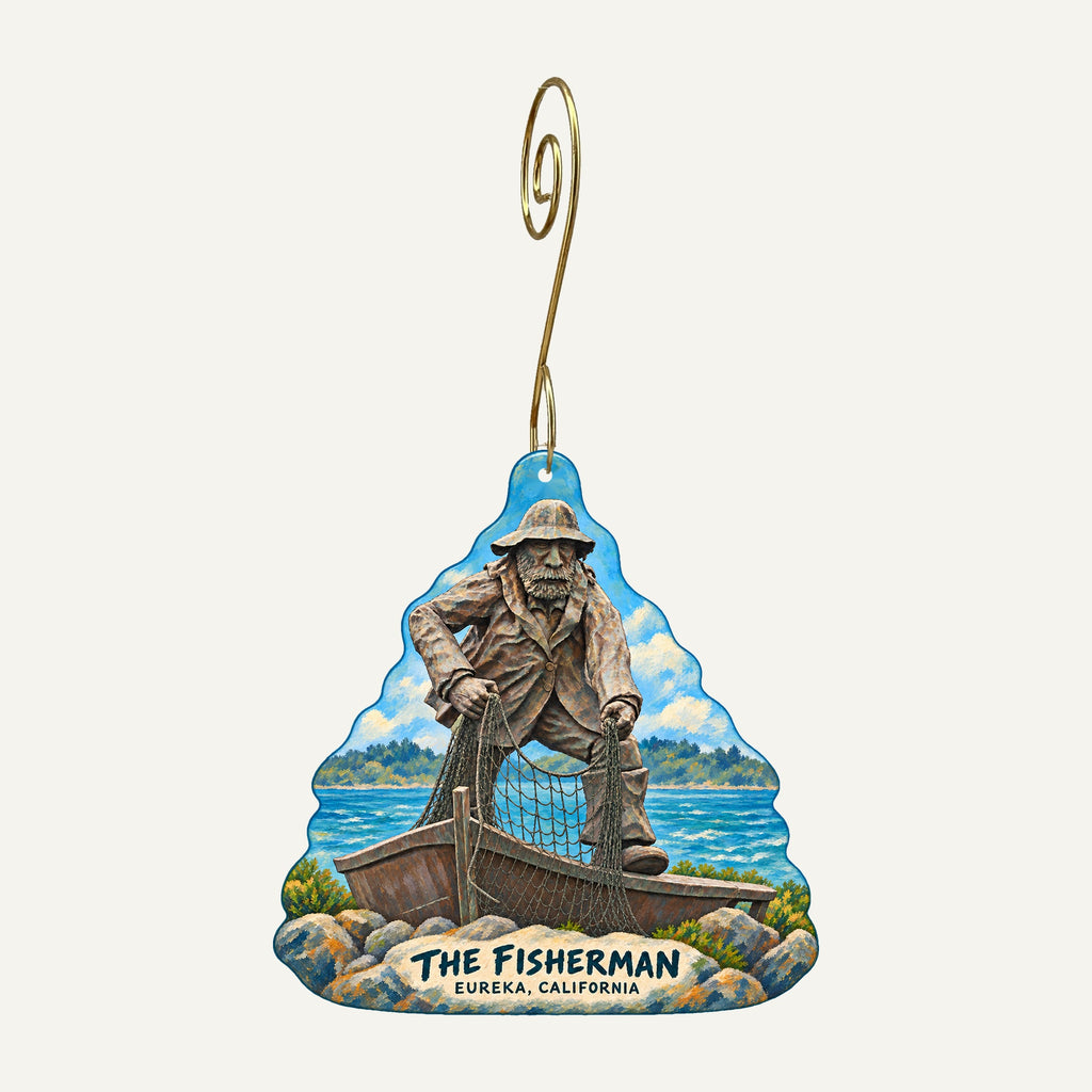 The Fisherman, Eureka California custom ornament OC1552 with gold hook