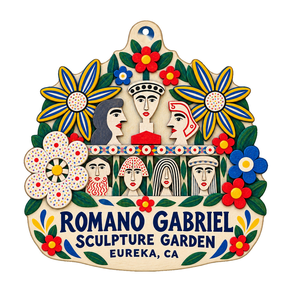 Romano Gabriel Sculpture Garden, Eureka California custom ornament OC1553 flat artwork