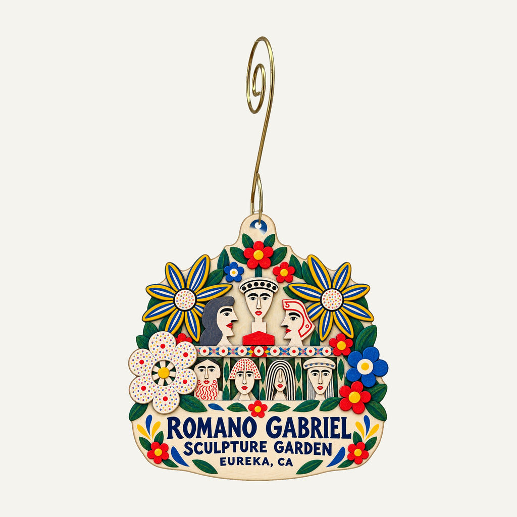Romano Gabriel Sculpture Garden, Eureka California custom ornament OC1553 with gold hook