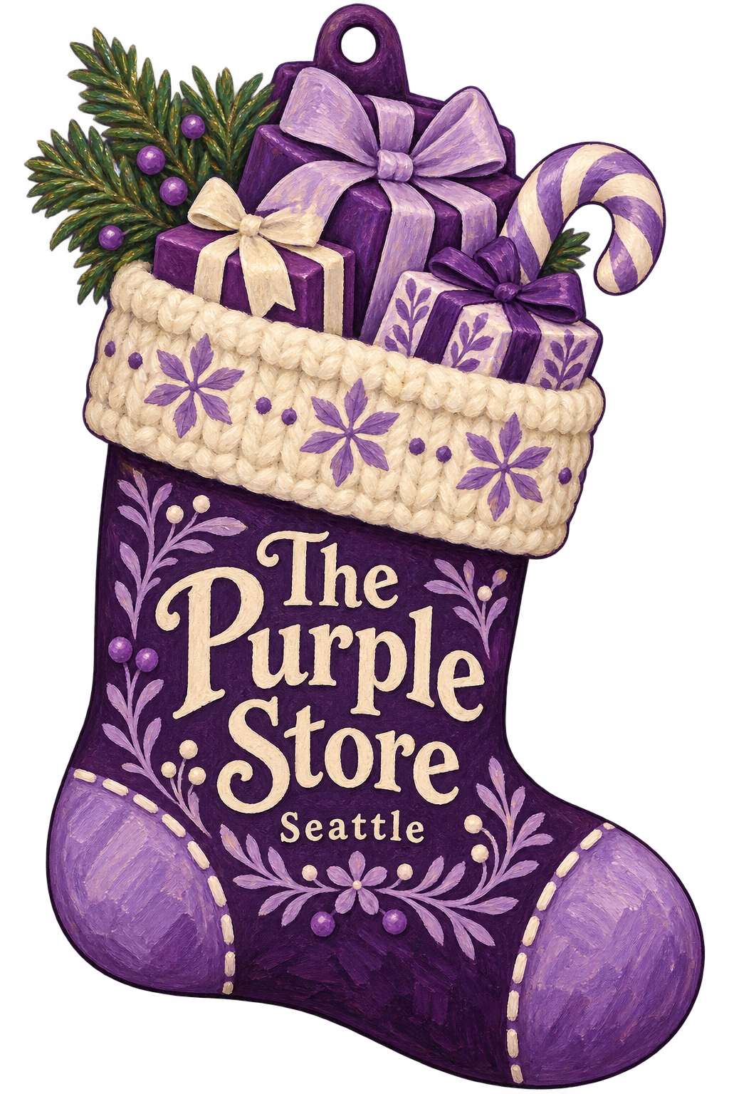 The Purple Store Purple Christmas Stocking custom wood ornament OC1556