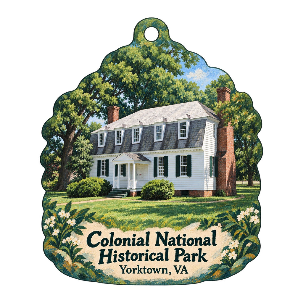 Eastern National - Colonial National Historical Park store Logo custom wood ornament OC155 on white