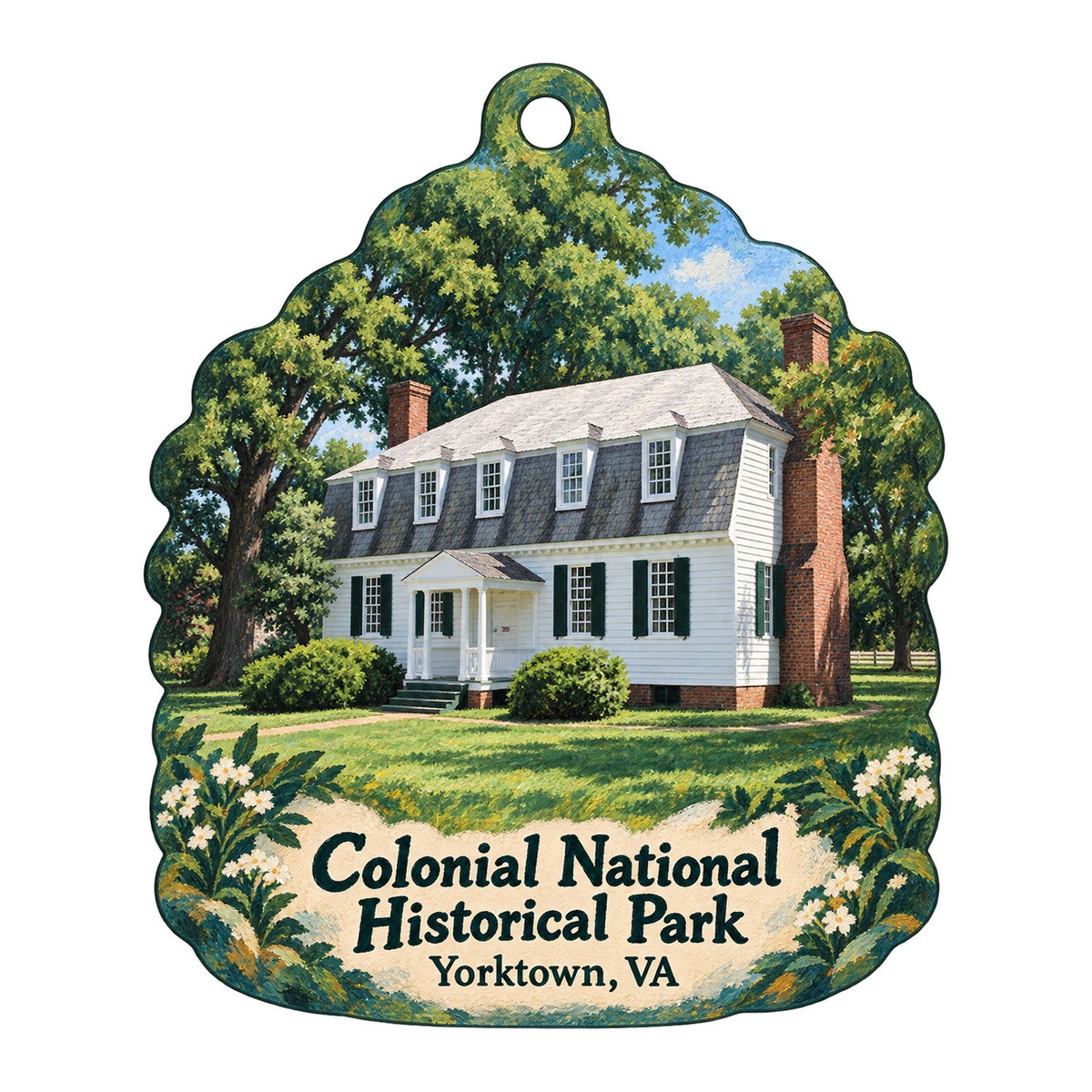 Eastern National - Colonial National Historical Park store Logo custom wood ornament OC155 on white