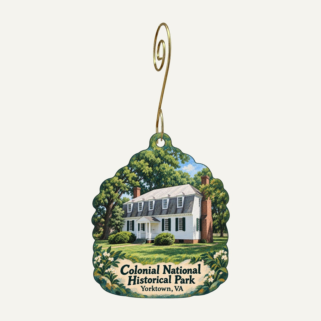 Eastern National - Colonial National Historical Park store Logo custom wood ornament OC155 hanging on hook