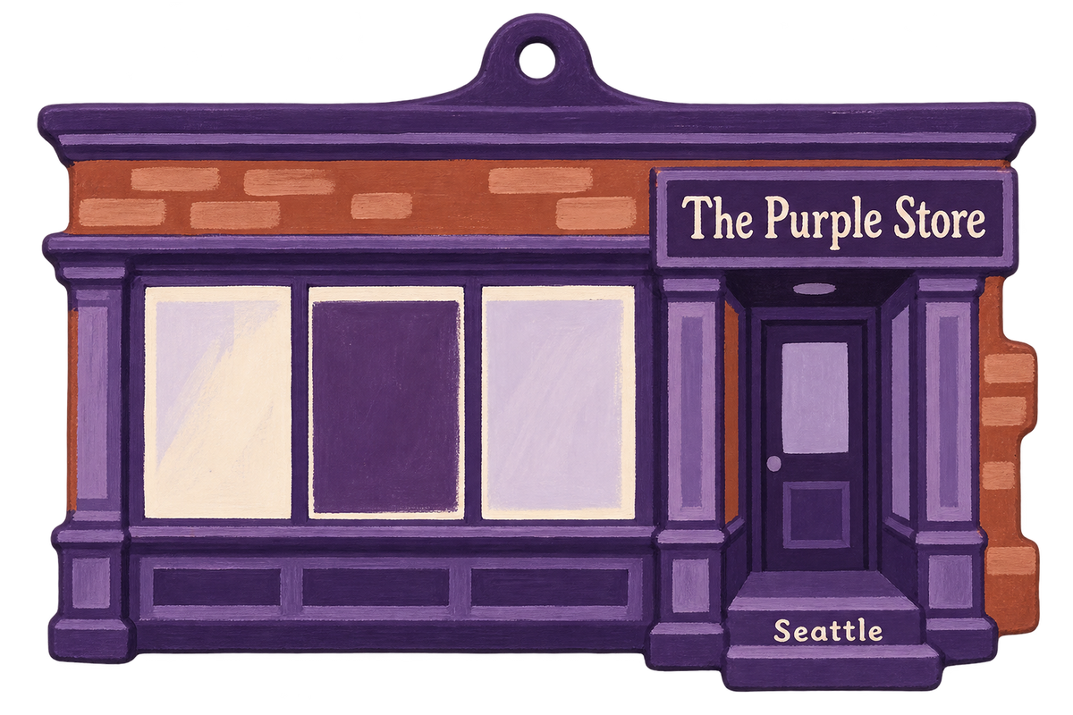 The Purple Store Little Purple Shop custom wood ornament OC1560