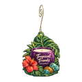 Tropical Trends — Store identity custom wood ornament OC1565, photographic gold spiral hook