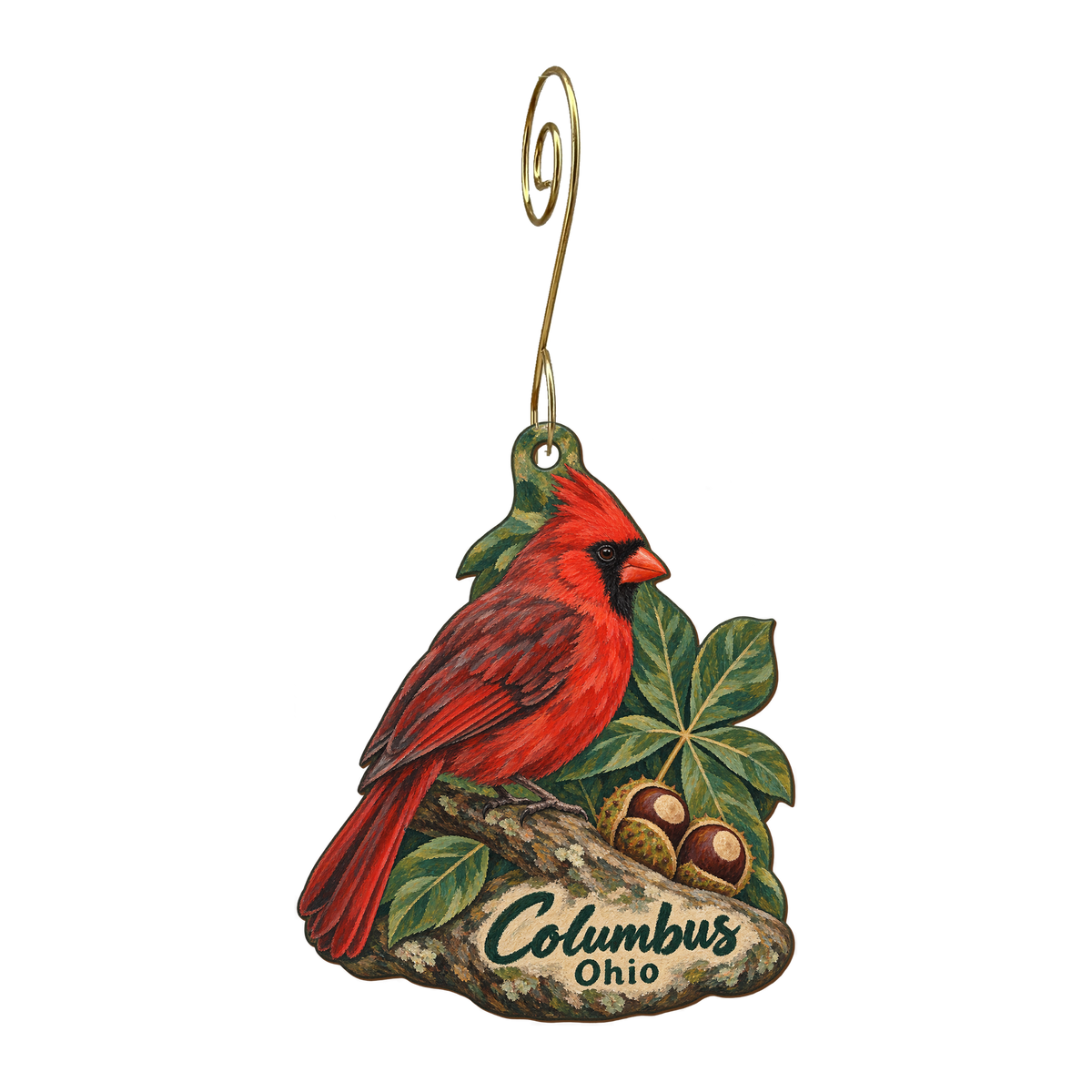 Tropical Trends — Local inspiration custom wood ornament OC1567, photographic gold spiral hook