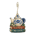 Front Range Mercantile — Store identity custom wood ornament OC1568, photographic gold spiral hook