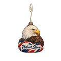 Patriot Store — Store identity custom wood ornament OC1571, photographic gold spiral hook