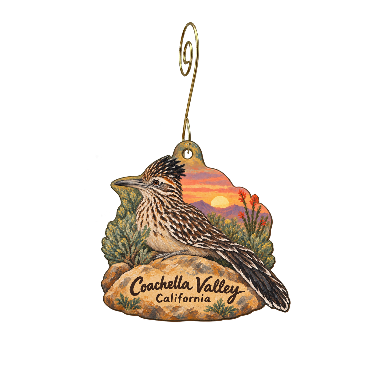 Patriot Store — Local inspiration custom wood ornament OC1573, photographic gold spiral hook