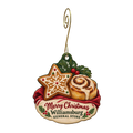 Williamsburg General Store — Christmas custom wood ornament OC1575, photographic gold spiral hook