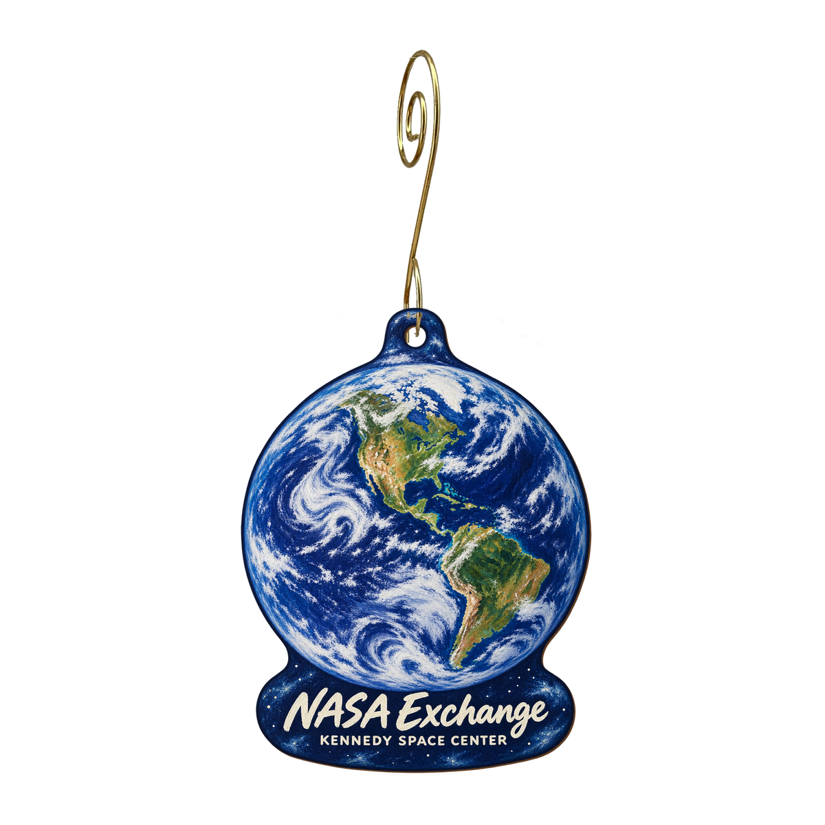 NASA Exchange — Store identity custom wood ornament OC1586, photographic gold spiral hook