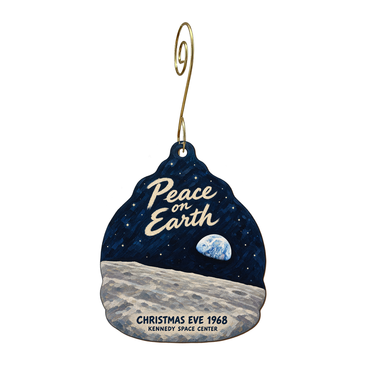 NASA Exchange — Christmas custom wood ornament OC1587, photographic gold spiral hook