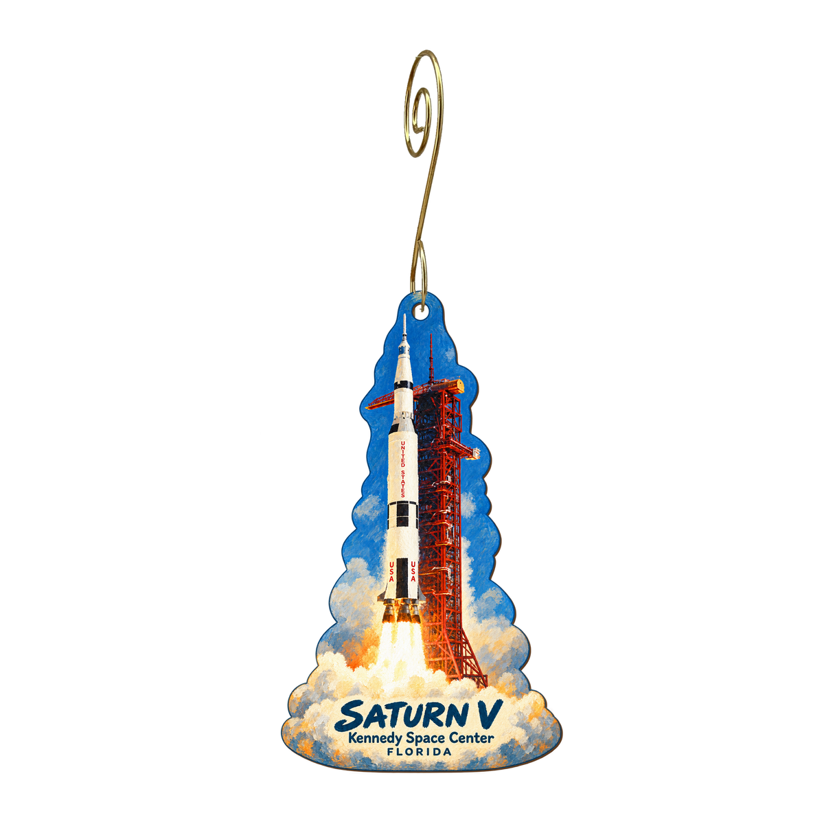 NASA Exchange — Local inspiration custom wood ornament OC1588, photographic gold spiral hook