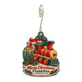 Franklins — Christmas custom wood ornament OC1590, photographic gold spiral hook