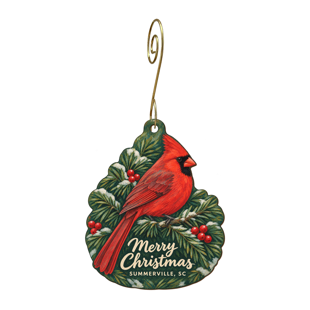 Wild Birds Unlimited — Christmas custom wood ornament OC1593, photographic gold spiral hook