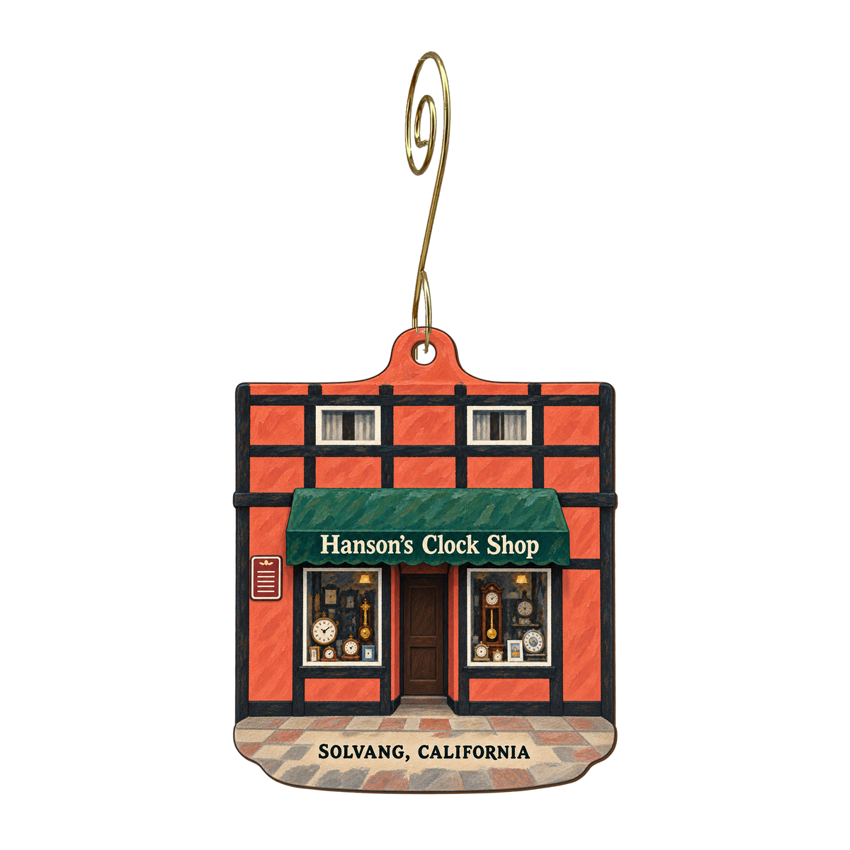 Hanson's Clock Shop — Local inspiration custom wood ornament OC1600, photographic gold spiral hook