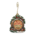 Jd Wine Cellars / Long Acre Farms — Christmas custom wood ornament OC1602, photographic gold spiral hook