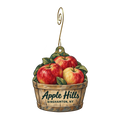 Apple Hills — Store identity custom wood ornament OC1604, photographic gold spiral hook