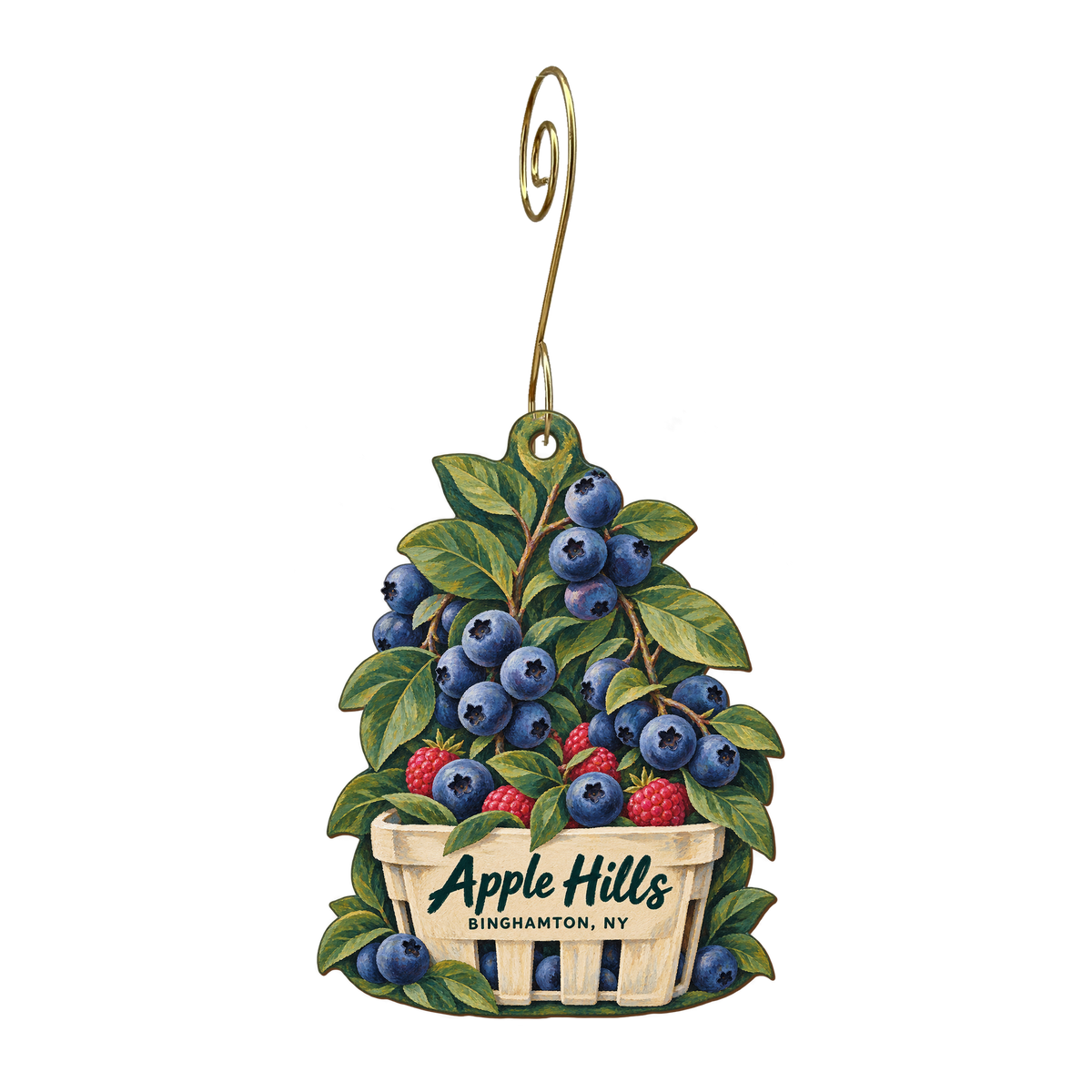 Apple Hills — Local inspiration custom wood ornament OC1606, photographic gold spiral hook
