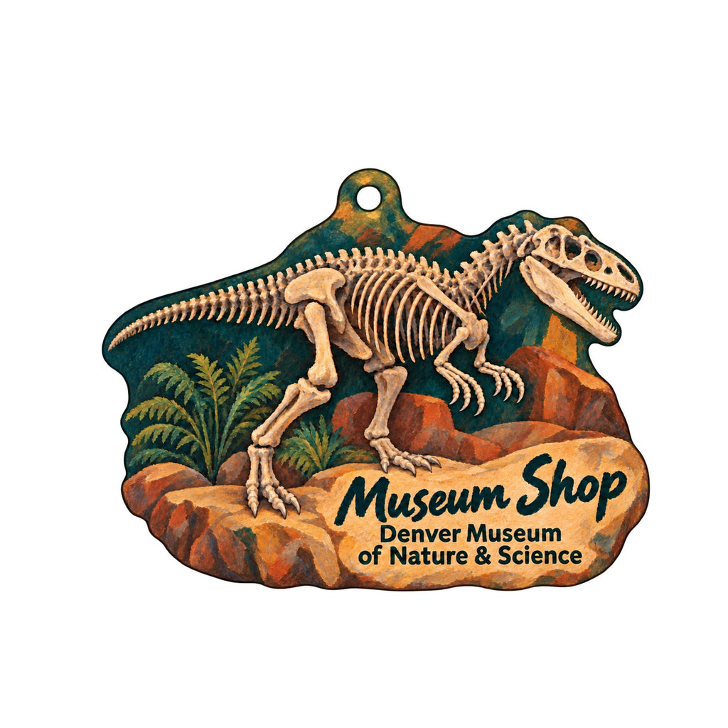Museum Shop at the Denver Museum of Nature & Science Logo custom wood ornament OC161 on white
