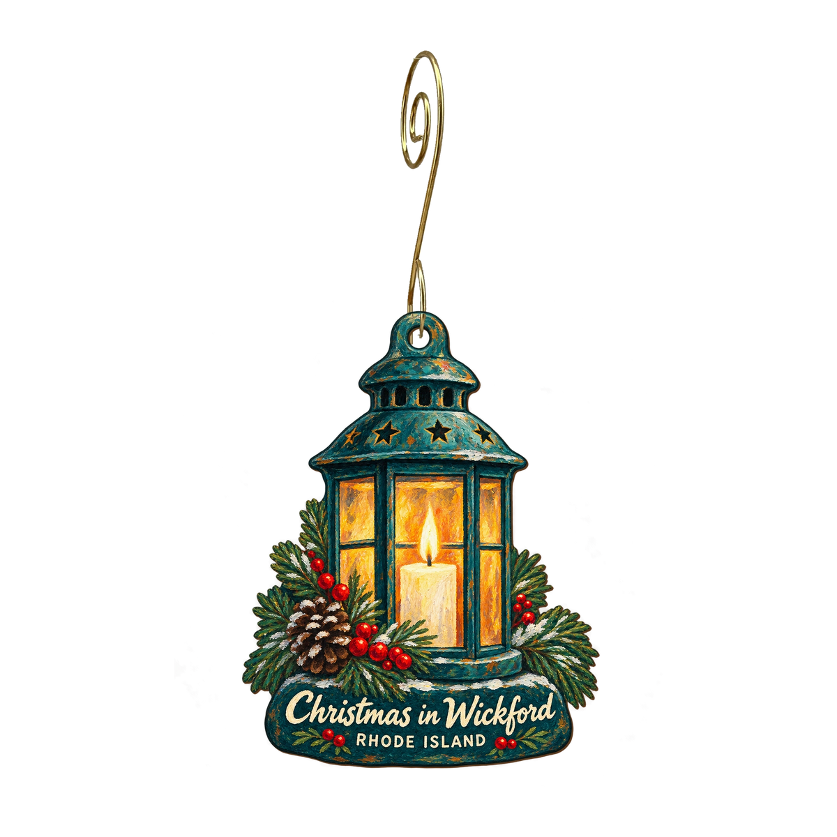 Different Drummer — Christmas custom wood ornament OC1620, photographic gold spiral hook