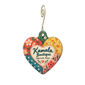 Kamala Boutique — Store identity custom wood ornament OC1631, photographic gold spiral hook