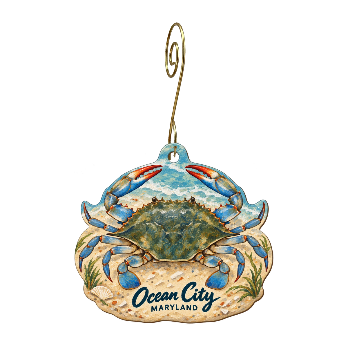 R.P Auker — Local inspiration custom wood ornament OC1657, photographic gold spiral hook
