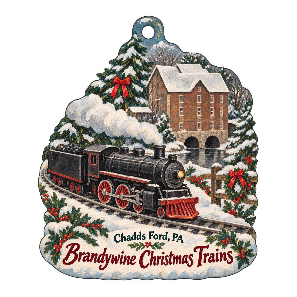 Brandywine Museum of Art Christmas custom wood ornament OC165 on white