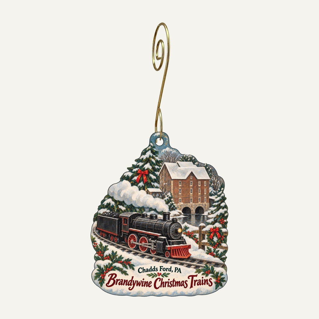 Brandywine Museum of Art Christmas custom wood ornament OC165 hanging on hook