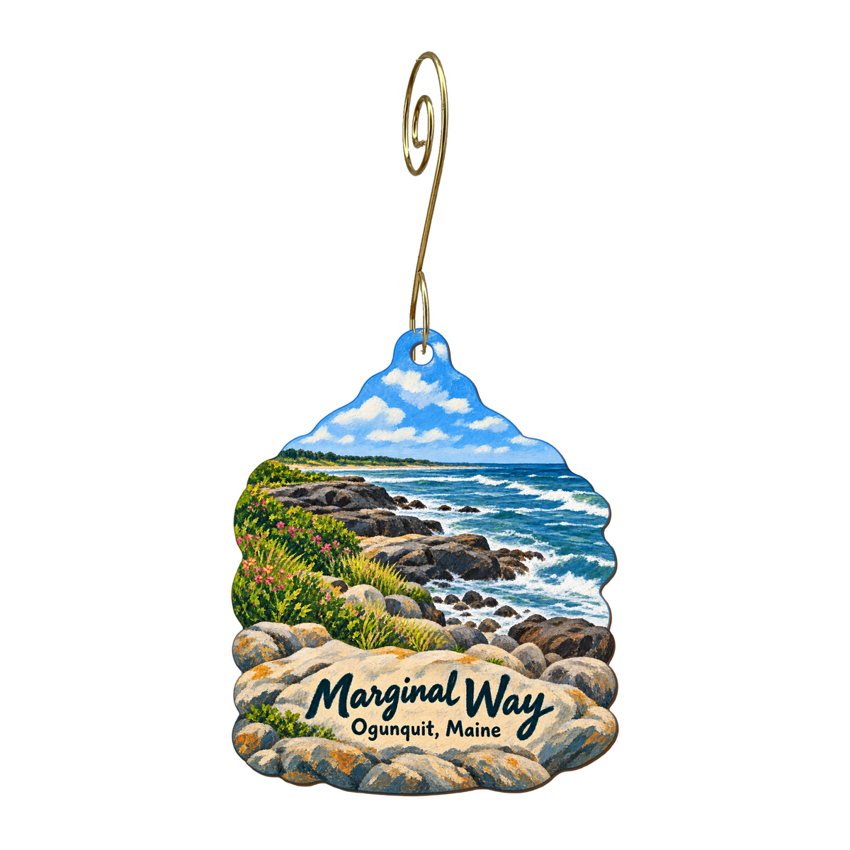 Capt Sawyer's Mercantile — Local inspiration custom wood ornament OC1660, photographic gold spiral hook