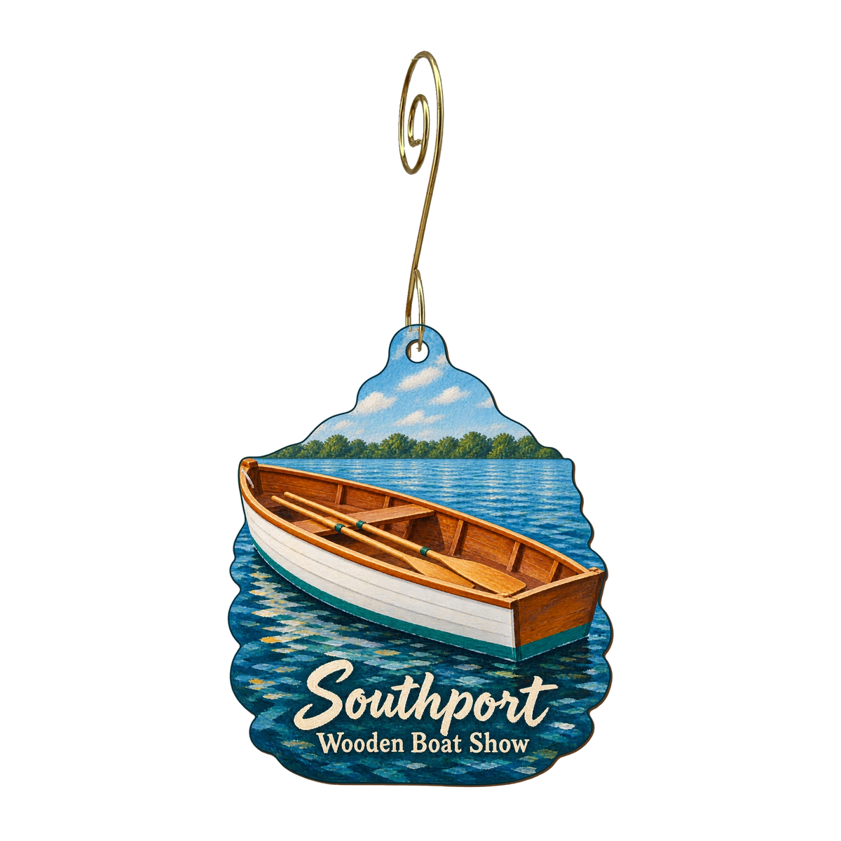 Southport Market — Local inspiration custom wood ornament OC1663, photographic gold spiral hook
