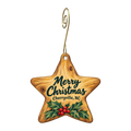 Hendricks Laser Works — Christmas custom wood ornament OC1668, photographic gold spiral hook
