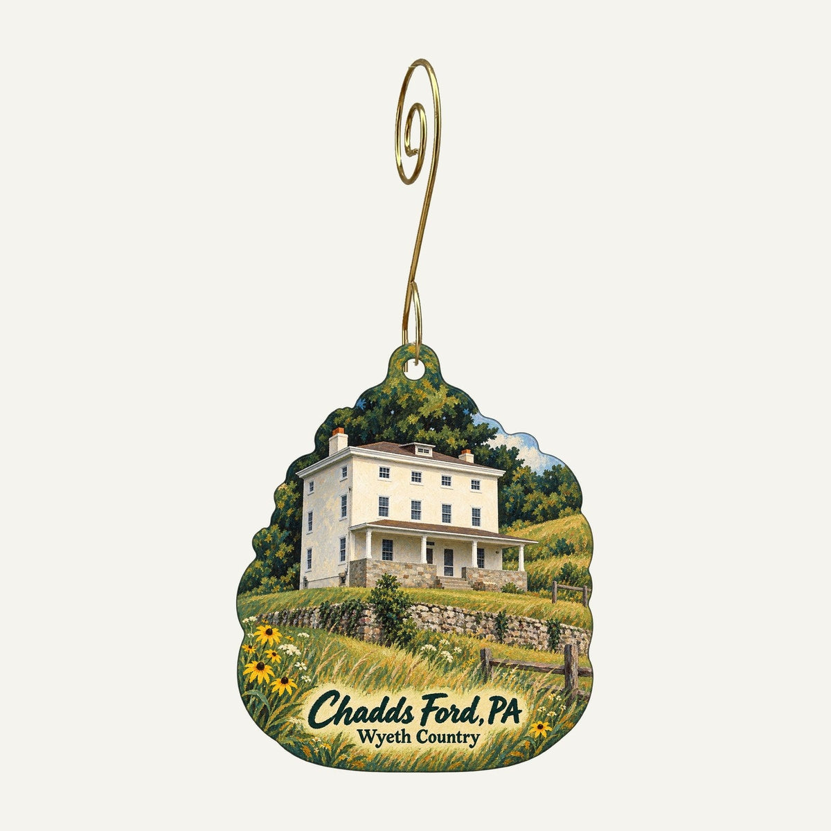 Brandywine Museum of Art Town Icon custom wood ornament OC166 hanging on hook