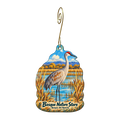 Friends of Bosque — Store identity custom wood ornament OC1670, photographic gold spiral hook
