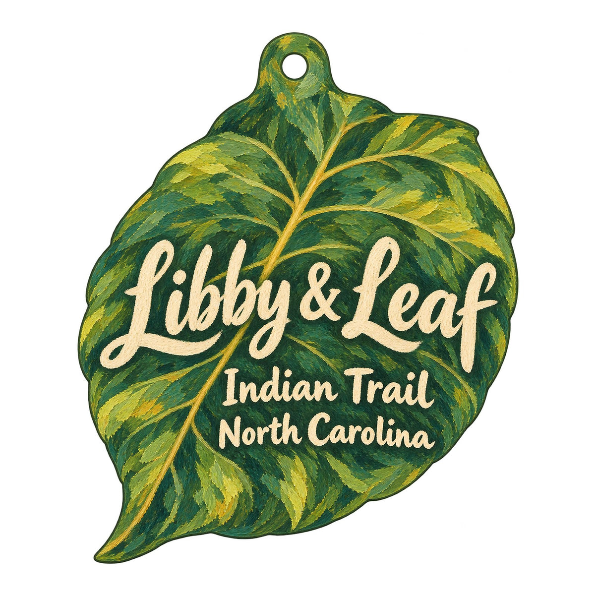 Libby & Leaf Logo custom wood ornament OC167 on white