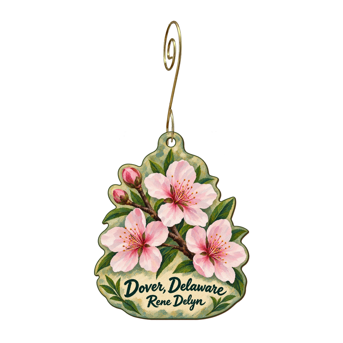 Rene Delyn Hair Color Experts — Local inspiration custom wood ornament OC1690, photographic gold spiral hook