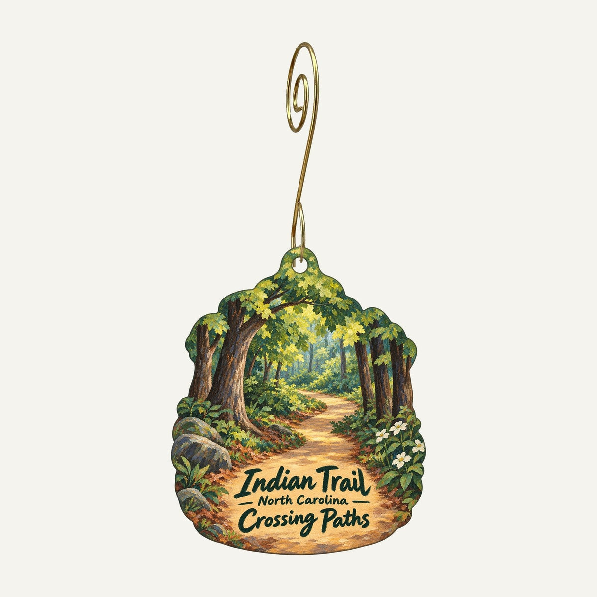 Libby & Leaf Town Icon custom wood ornament OC169 hanging on hook
