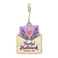 Trudy's Hallmark Store #80 — Store identity custom wood ornament OC1700, photographic gold spiral hook