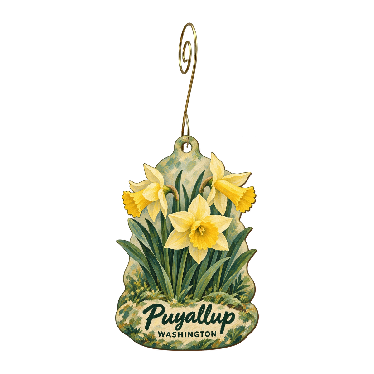 Trudy's Hallmark Store #80 — Local inspiration custom wood ornament OC1702, photographic gold spiral hook