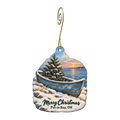 Island Supply — Christmas custom wood ornament OC1722, photographic gold spiral hook