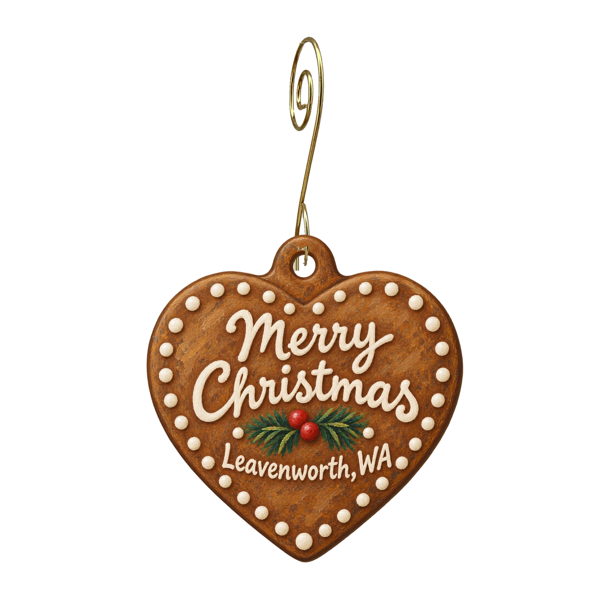 Moe's Gift Shop — Christmas custom wood ornament OC1725, photographic gold spiral hook