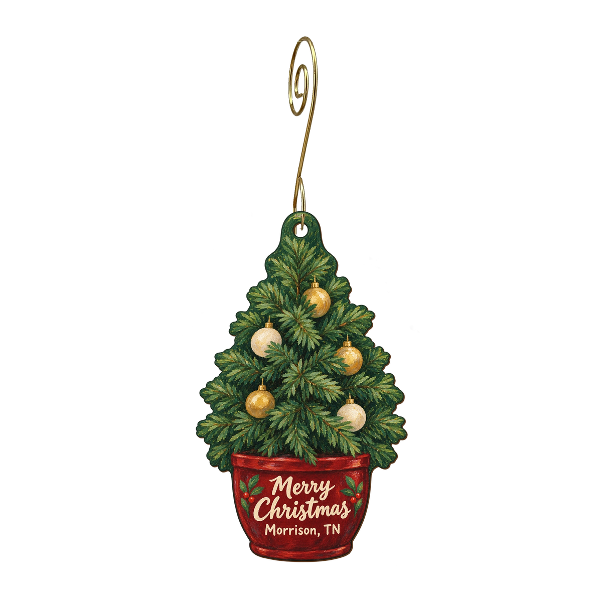 Walker Gardens Gift Shop — Christmas custom wood ornament OC1731, photographic gold spiral hook