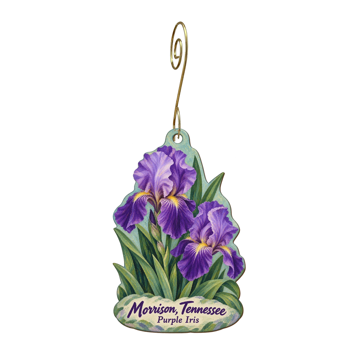 Walker Gardens Gift Shop — Local inspiration custom wood ornament OC1732, photographic gold spiral hook
